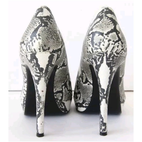 Colin Stuart Leather Heels Platform Shoes Peep Toe Snake skin - Picture 5 of 7